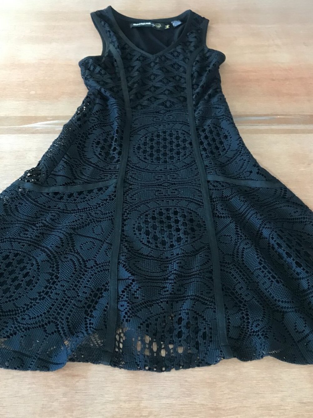 Desigual Croacia By Christian Lacroix Fit & Flare Dress Women XS Black Crochet